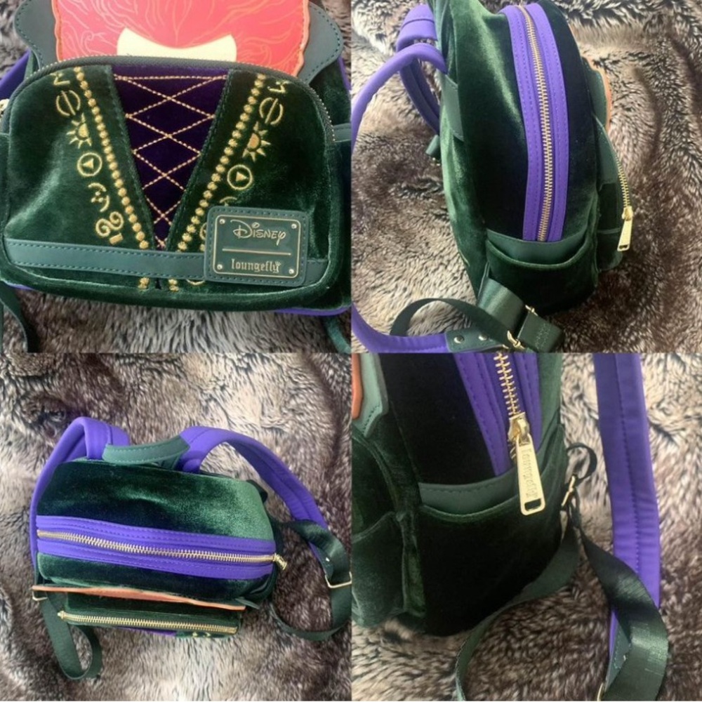 Loungefly Pristine Disney Hocus Pocus Winnie Velour Backpack-LIKE NEW - Picture 7 of 10